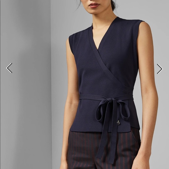 Ted Baker Linor Sleeveless Wrap Knit Navy Blue size 2 - Picture 5 of 10